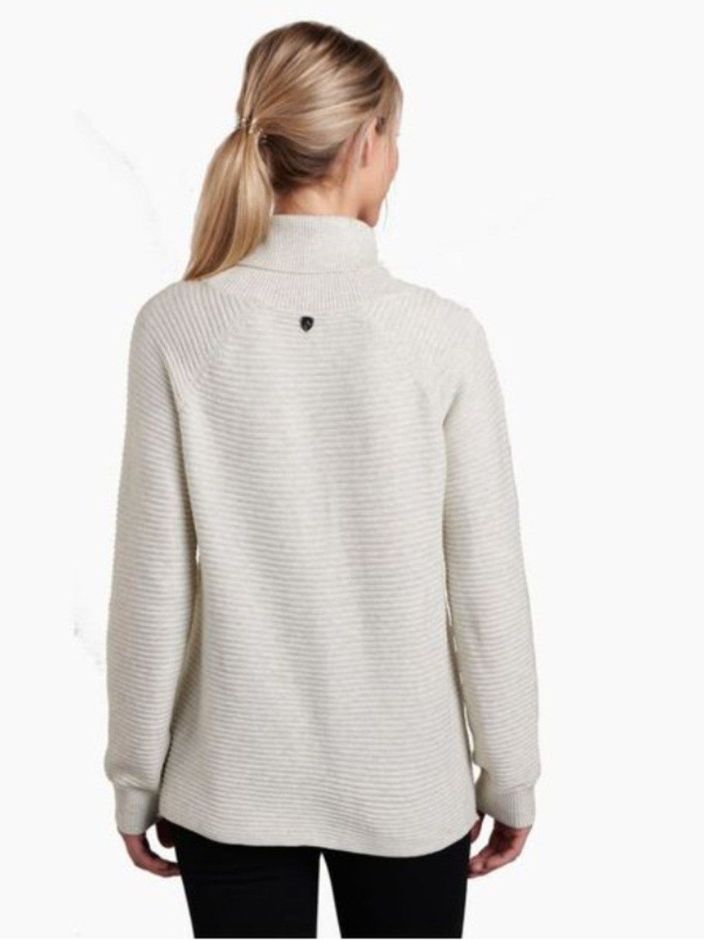 Kuhl Solace Merino Wool Women’s Cream Ribbed Cowl Turtleneck Sweater - Picture 7 of 9